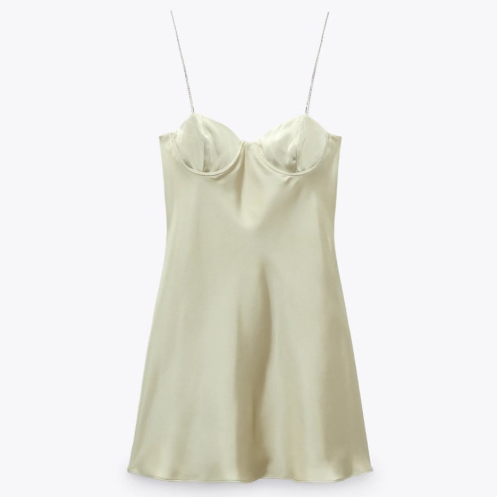 Zara JEWEL STRAP SATIN EFFECT DRESS NWT Mirror Palais fairy dress dupe